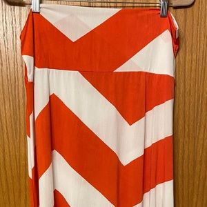 Orange & White Chevron Maxi Skirt